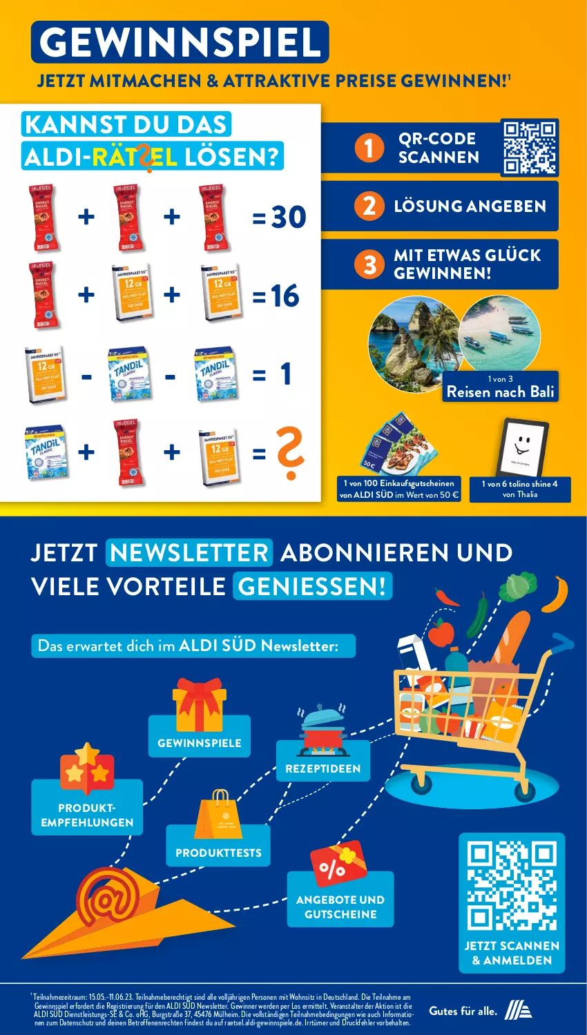 Aktueller Prospekt AldiSud - NÄCHSTE WOCHE - von 30.05 bis 03.06.2023 - strona 41 - produkty: aldi, angebot, angebote, eis, erde, gewinnspiel, gutschein, gutscheine, mac, reis, rezept, Spiele, Ti