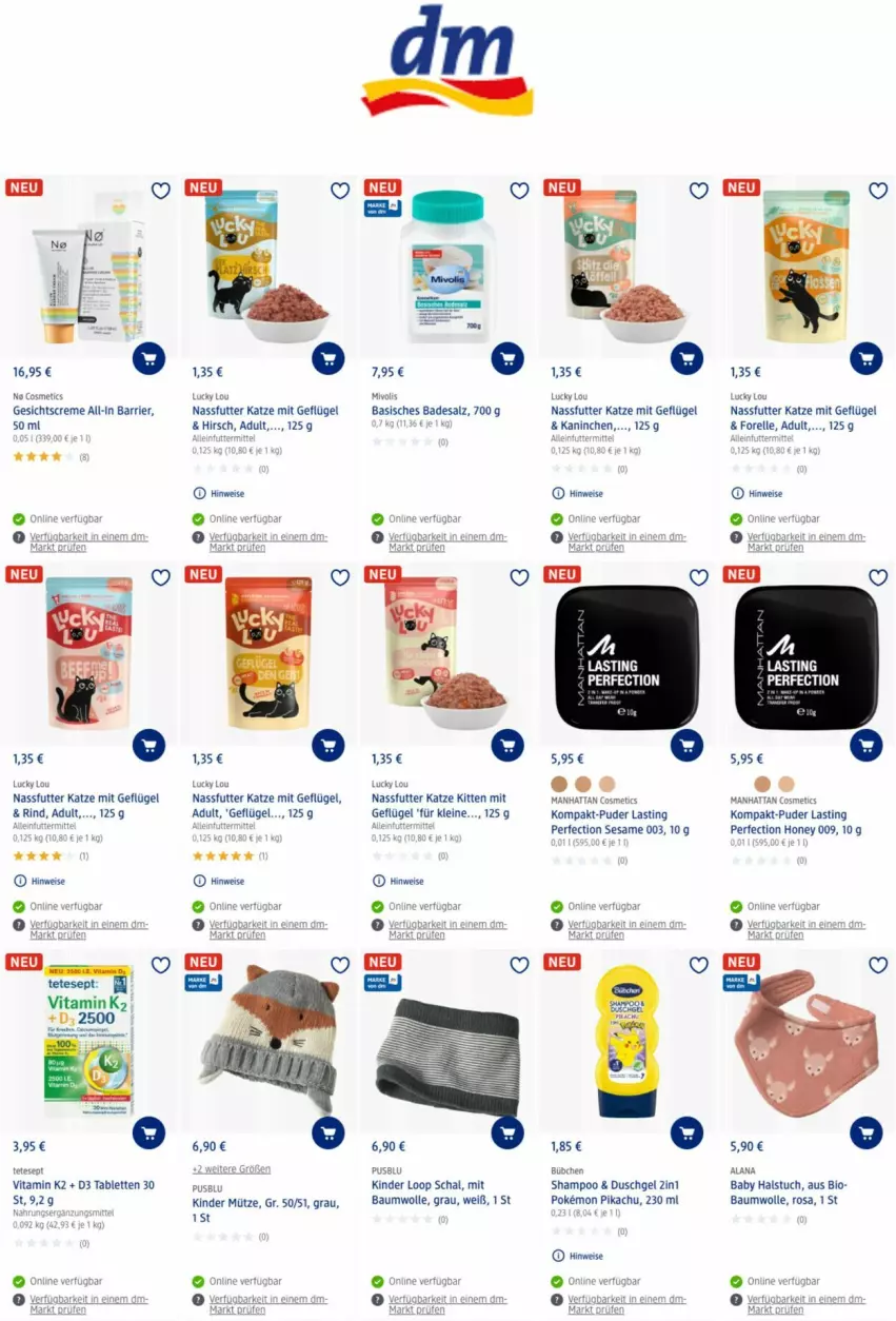 Aktueller Prospekt Dm Drogerie - Prospekte - von 17.10 bis 02.11.2022 - strona 10 - produkty: asti, Bad, Bau, baumwolle, bio, bübchen, creme, duschgel, eis, Geflügel, Gesichtscreme, K2, Kinder, leine, Mütze, nassfutter, rind, salz, Schal, sesam, shampoo, tablet, tablett, Tablette, Ti, tuc, usb, vita, wolle