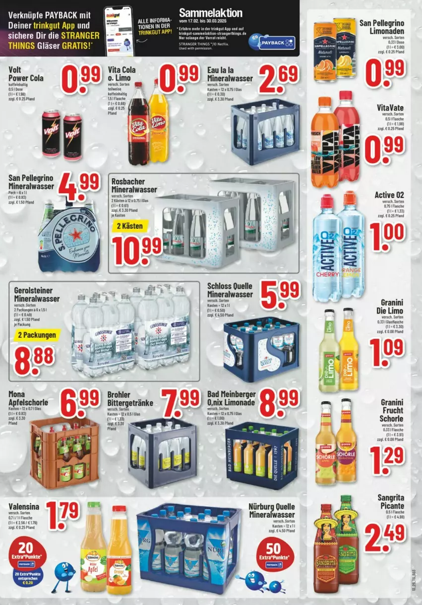 Aktueller Prospekt Trinkgut - Prospekte - von 23.03 bis 29.03.2025 - strona 3 - produkty: Alwa, apfel, Apfelschorle, Bad, Berger, cola, elle, flasche, gerolsteine, gerolsteiner, getränk, getränke, Gläser, granini, granini die limo, limo, limonade, limonaden, mineralwasser, payback, san pellegrino, schorle, steiner, Tasche, Ti, valensina, vita, Vita C, wasser