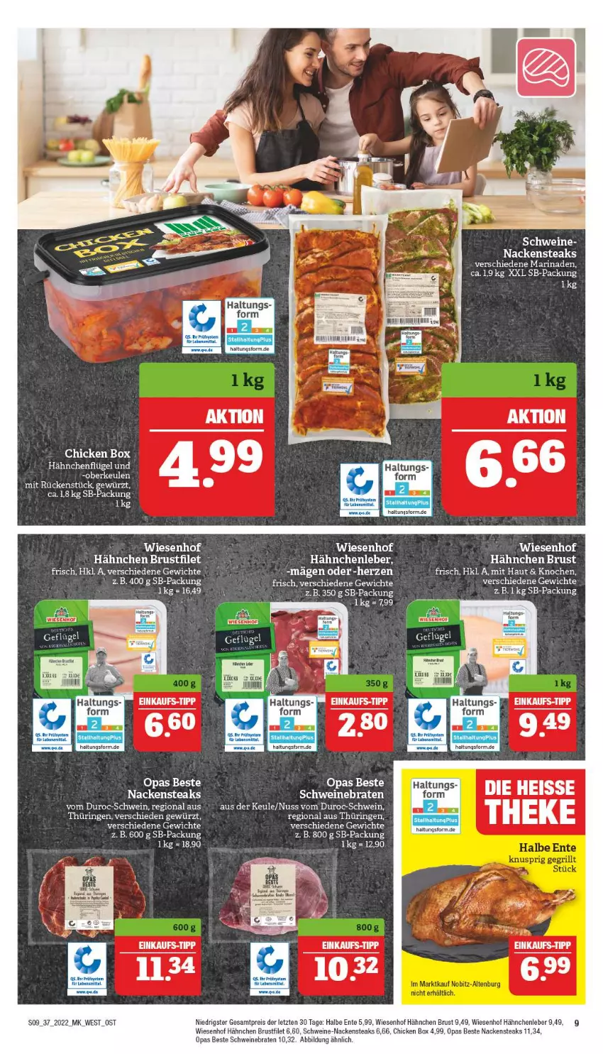 Aktueller Prospekt Marktkauf - Prospekt - von 11.09 bis 17.09.2022 - strona 13 - produkty: bett, braten, brustfilet, eis, ente, filet, gewürz, hähnchenflügel, marinade, Nackensteak, nackensteaks, nuss, reis, ring, schwein, schweine, schweinebraten, steak, steaks, Ti, wein, weine, wiesenhof, ZTE