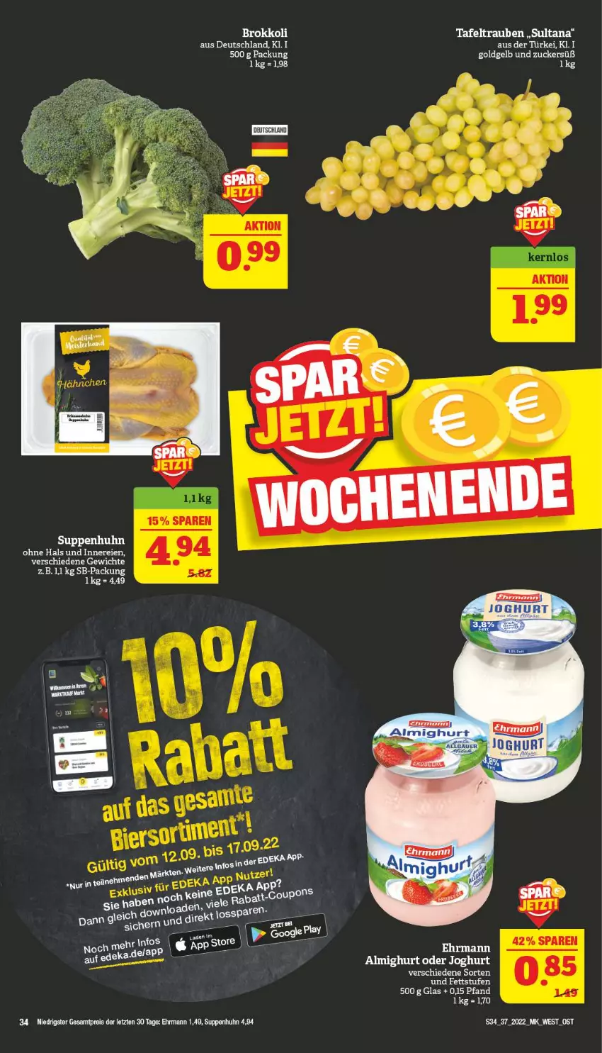 Aktueller Prospekt Marktkauf - Prospekt - von 11.09 bis 17.09.2022 - strona 38 - produkty: almighur, almighurt, brokkoli, deka, ehrmann, eis, joghur, joghurt, reis, suppe, suppen, Suppenhuhn, ZTE, zucker