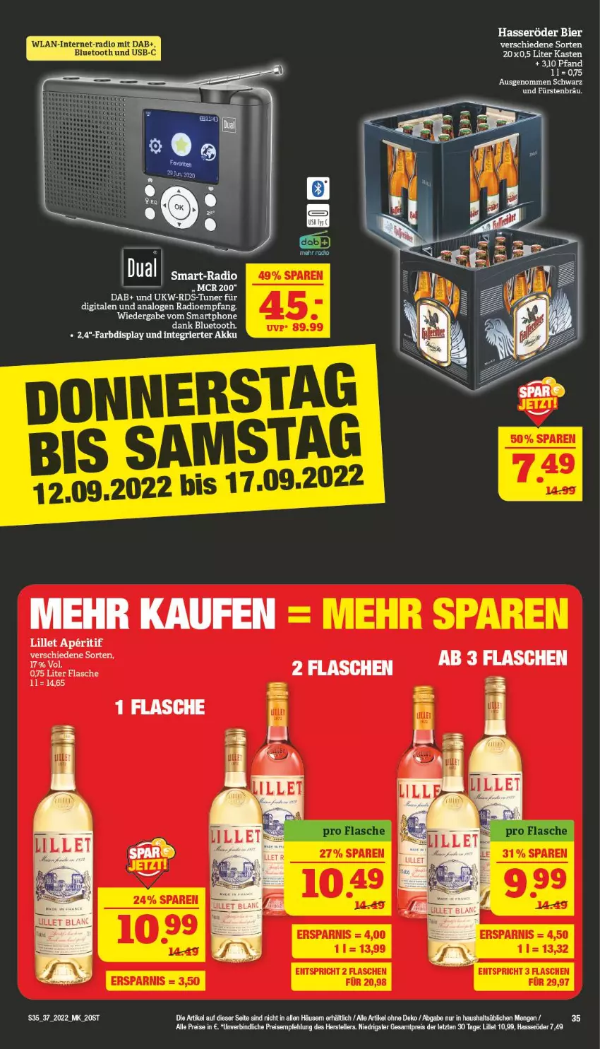 Aktueller Prospekt Marktkauf - Prospekt - von 11.09 bis 17.09.2022 - strona 39 - produkty: bier, flasche, hasseröder, Radio, smartphone, tee, usb