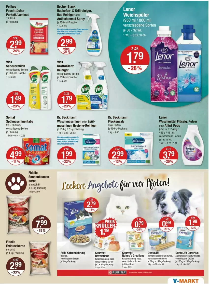 Aktueller Prospekt Vmarkt - Prospekte - von 18.01 bis 24.01.2024 - strona 11 - produkty: backofen, Bad, Becher, blume, blumen, Dr. Beckmann, erdnuss, felix, feuchttücher, flasche, grill, Grillreiniger, Heu, hygiene-reiniger, katzennahrung, kraft, laminat, milch, natur, nuss, Ofen, Pods, purina, Rauch, reiniger, salz, scheuermilch, somat, sonnenblume, sonnenblumen, spülmaschinen, spülmaschinentabs, Ti, tücher, waschmaschine, waschmaschinen