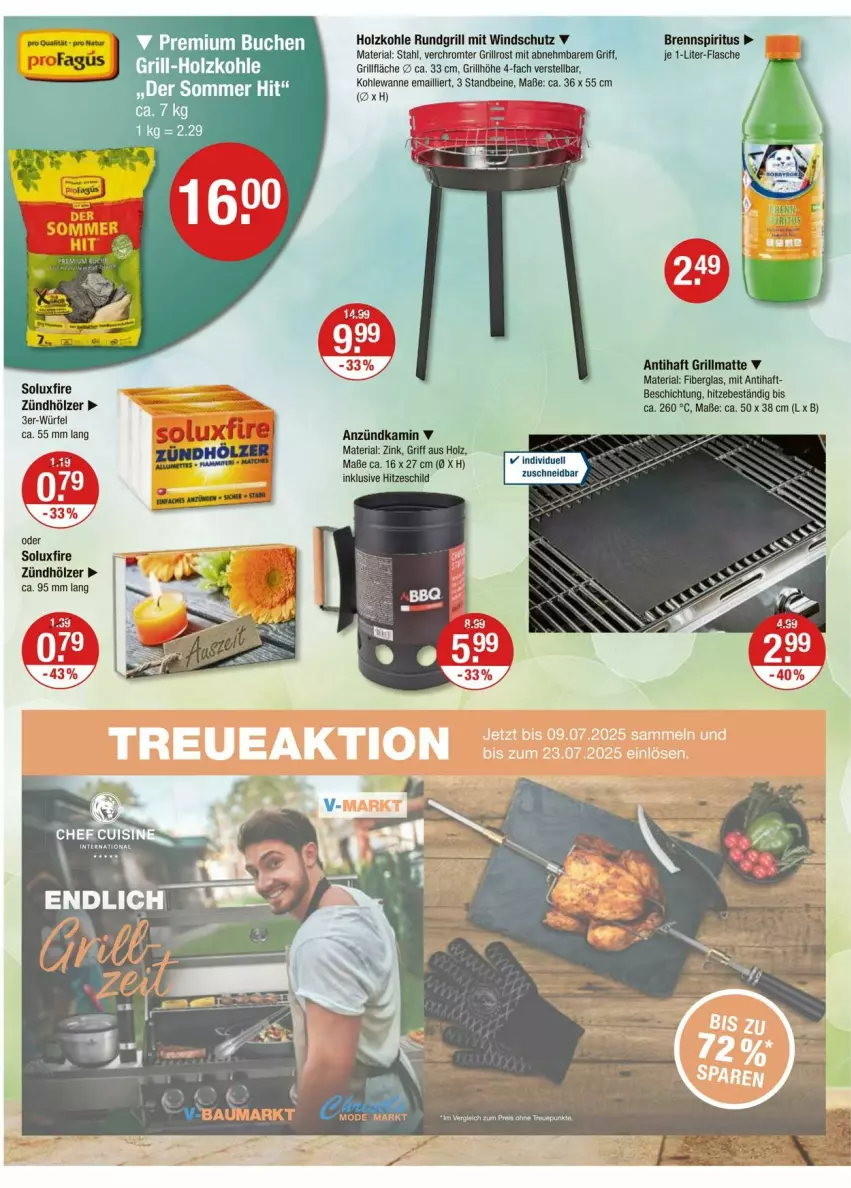 Aktueller Prospekt Vmarkt - Prospekte - von 12.06 bis 18.06.2025 - strona 16 - produkty: anzündkamin, buch, eis, flasche, grill, grillrost, Holz, holzkohle, je 1-liter-flasche, Kamin, ndk, reis, Ria, rundgrill, spiritus, Ti, Wanne, Windschutz, würfel