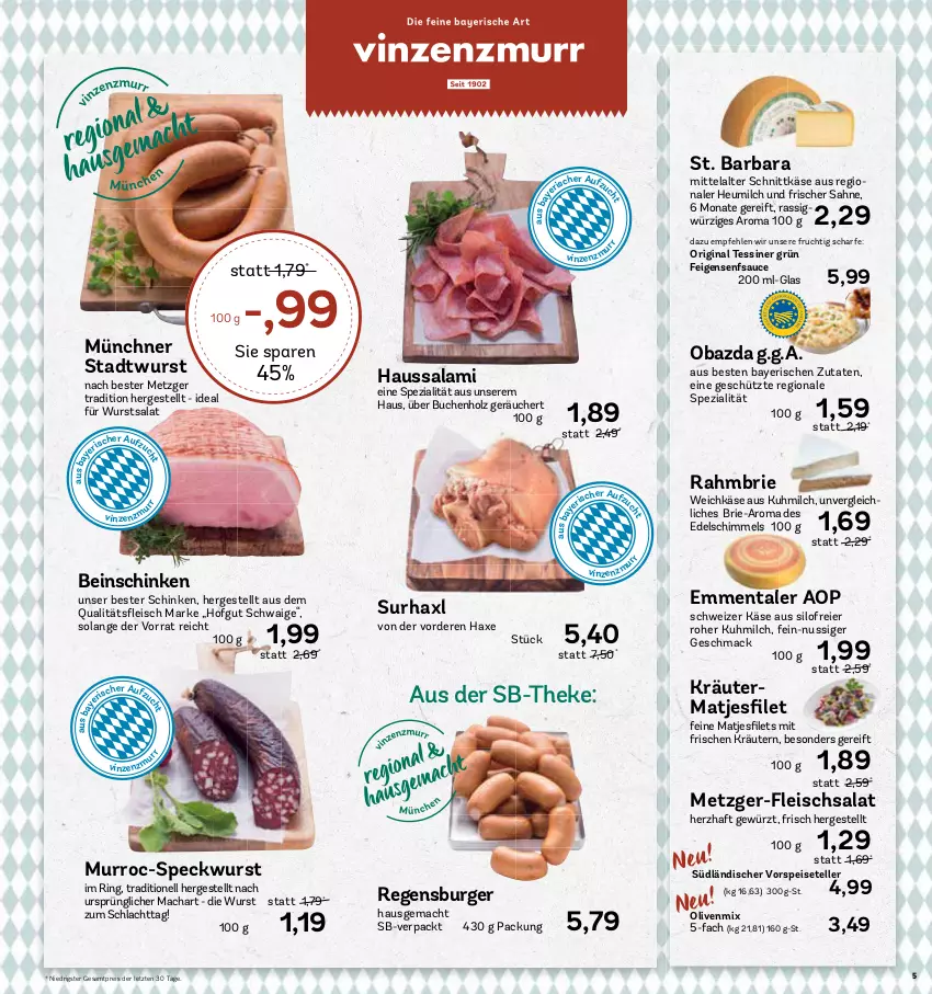 Aktueller Prospekt Aez - Prospekte - von 16.10 bis 21.10.2023 - strona 5 - produkty: axe, brie, buch, burger, eier, eis, elle, emmentaler, Feigen, fleisch, fleischsalat, frucht, gewürz, gin, Haussalami, Haxe, Heu, heumilch, hofgut, Holz, Käse, kräuter, kräutern, mac, matjes, milch, nuss, obazda, olive, oliven, regensburger, reis, ring, sahne, salami, salat, sauce, schinken, schnittkäse, senf, Speck, Speiseteller, Spezi, teller, Ti, vorspeise, weichkäse, wurst, ZTE