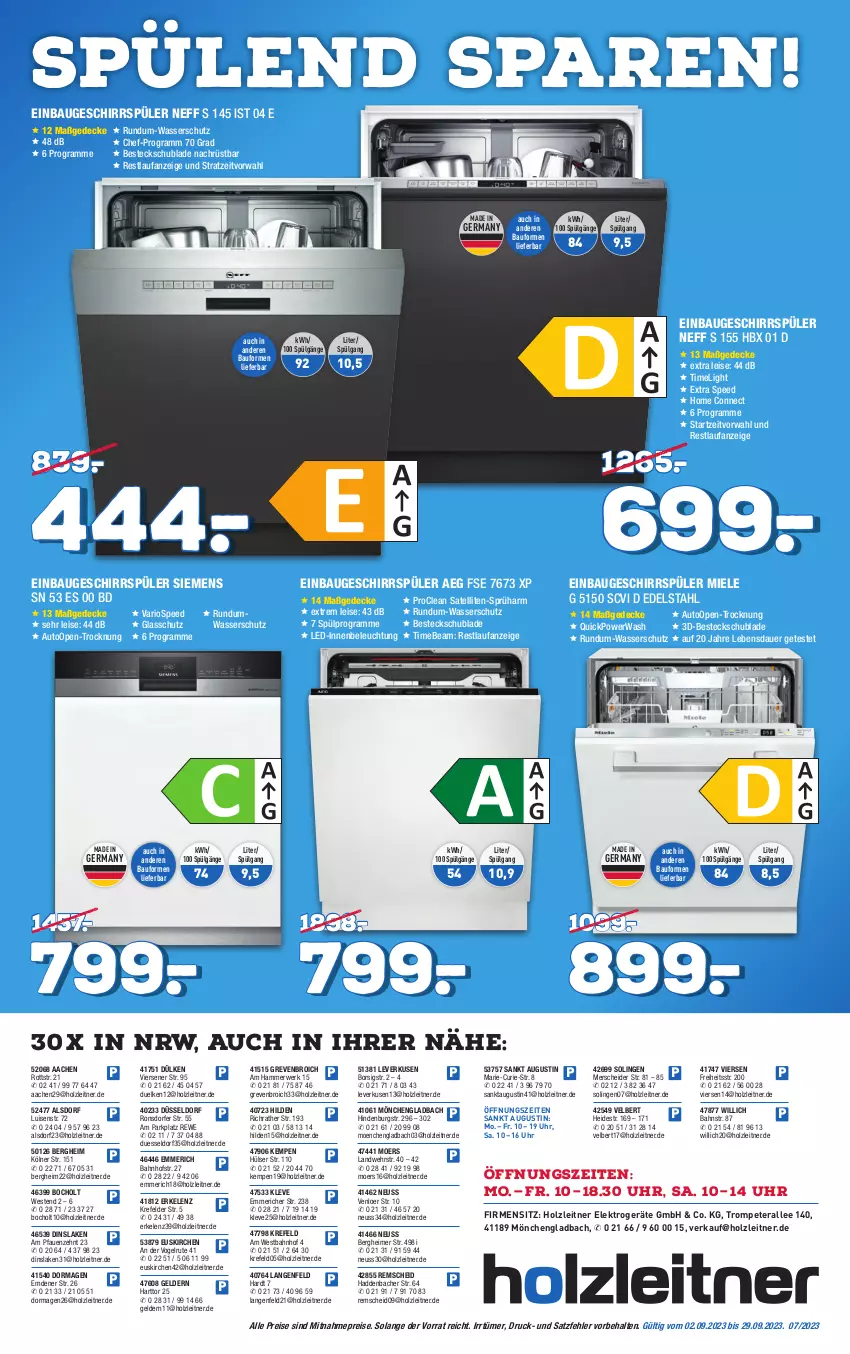 Aktueller Prospekt Holzleitner - von 02.09 bis 29.09.2023 - strona 6 - produkty: aeg, auer, auto, Bau, beleuchtung, besteck, decke, edelstahl, eimer, eis, Elektro, elektrogeräte, Germ, geschirr, geschirrspüler, Holz, LG, miele, Pfau, reis, rwe, siemens, spee, Spülen, Ti, uhr, wasser, Weste