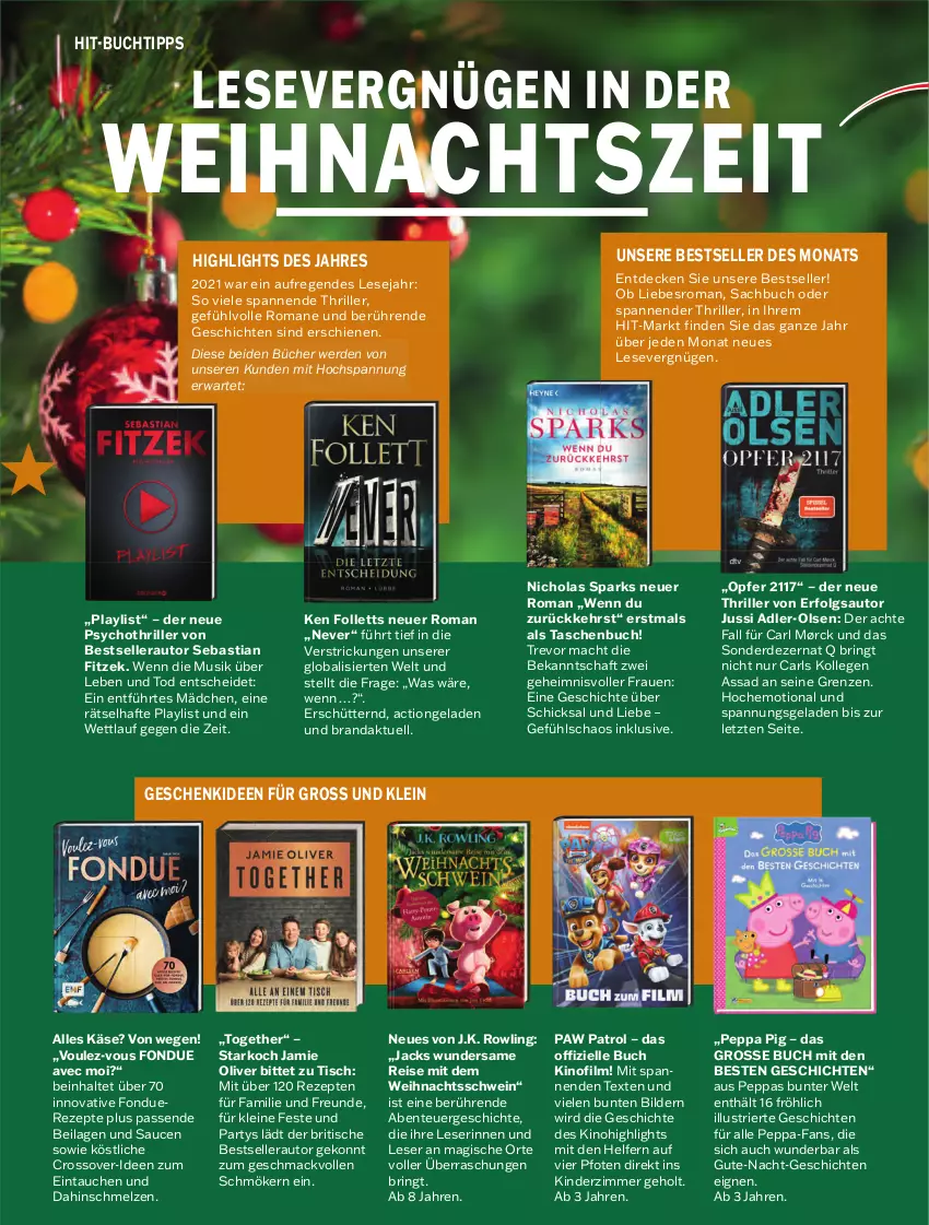 Aktueller Prospekt Hit - Prospekte - von 01.12 bis 31.12.2021 - strona 8 - produkty: asti, auto, buch, decke, eis, elle, ente, erde, esrom, Fondue, ilag, Käse, Kinder, Kinderzimmer, leine, LG, mac, olive, olsen, Paw Patrol, Peppa Pig, reis, rezept, rezepte, ring, sac, sauce, saucen, schwein, Tasche, taschen, Taschenbuch, Ti, tisch, wein, ZTE