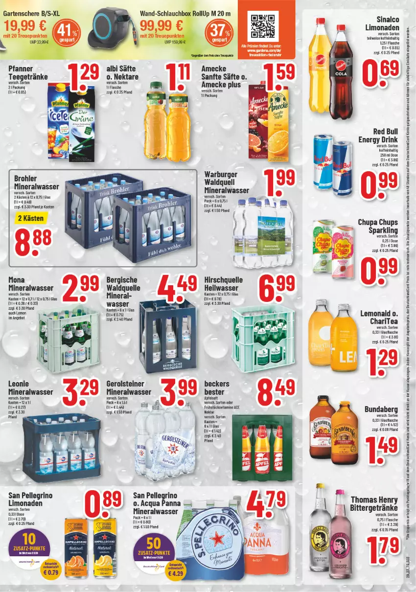 Aktueller Prospekt Trinkgut - von 17.07 bis 22.07.2023 - strona 3 - produkty: Alwa, amecke, angebot, angebotspreis, apfel, apfelsaft, Bundaberg, burger, chupa, chupa chups, deutschlandcard, drink, eier, eis, elle, energy drink, erde, flasche, Garten, Gartenschere, gerolsteine, gerolsteiner, getränk, getränke, glasflasche, LG, limo, limonade, limonaden, mineralwasser, Nektar, pfanne, Pfanner, red bull, reis, ring, saft, säfte, san pellegrino, Schere, sinalco, steiner, tee, thomas henry, Ti, vita, Vitamine, Waldquelle, wasser