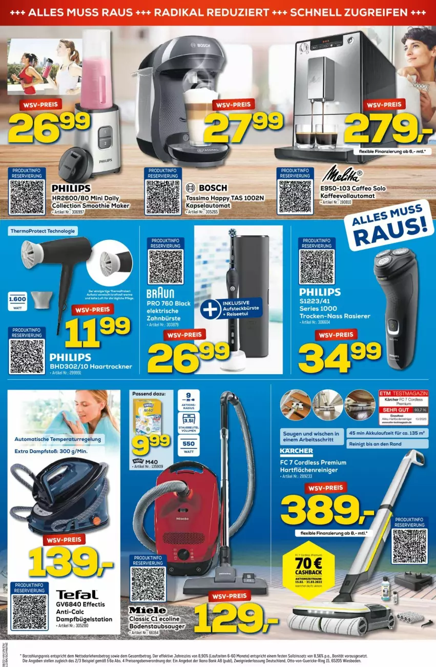 Aktueller Prospekt Euronics - Prospekte - von 23.02 bis 02.03.2022 - strona 7 - produkty: akku, angebot, auto, Bad, Bank, bügel, Bügelstation, caffe, dampfbügelstation, Effect, eis, elle, Philips, reifen, reis, ring, staubsauger, tefal, Ti, tisch