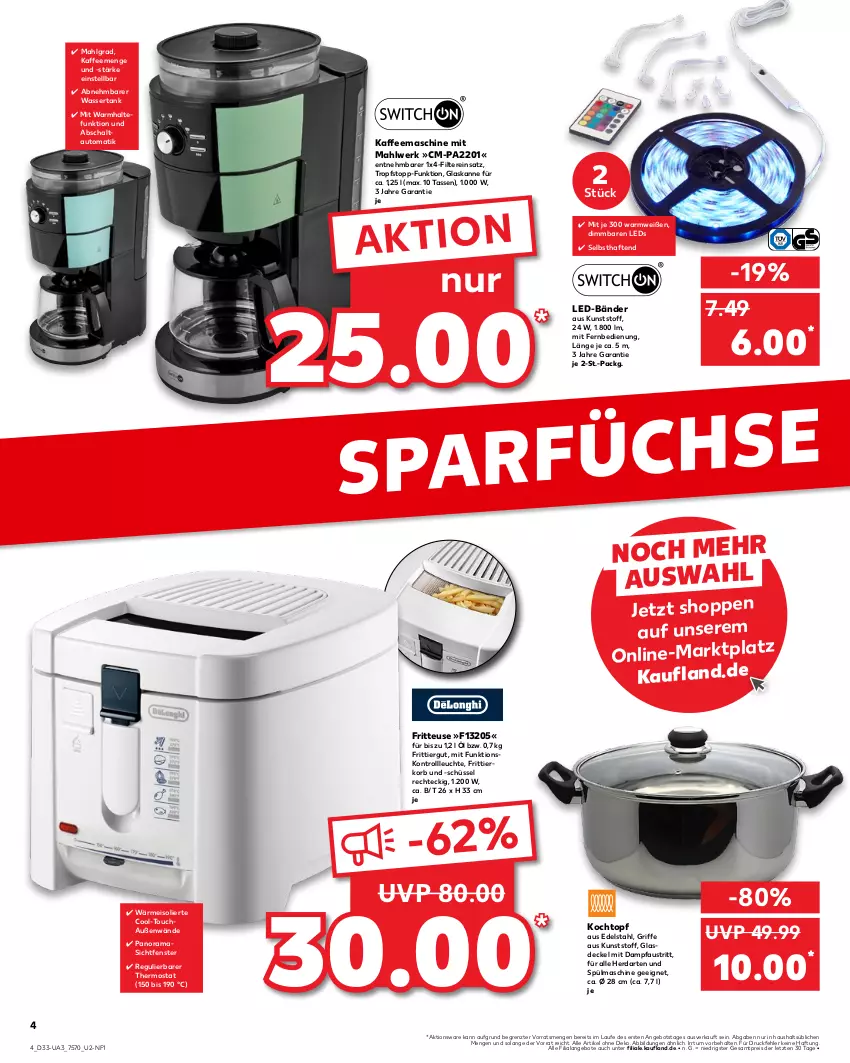 Aktueller Prospekt Kaufland - Umschlag - von 15.08 bis 21.08.2024 - strona 4 - produkty: angebot, angebote, aust, auto, decke, Deckel, edelstahl, eis, fenster, fernbedienung, fritteuse, Frittierkorb, Glasdeckel, herdarten, kaffee, kaffeemaschine, Kochtopf, korb, leds, Leuchte, LG, mit fernbedienung, Pfau, rama, reis, Schal, schüssel, tasse, thermostat, Ti, topf, wasser, wassertank, ZTE