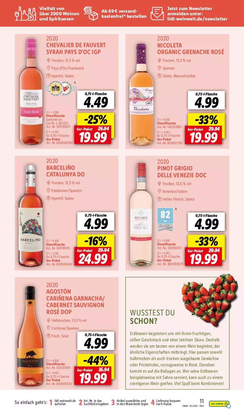 Aktueller Prospekt Lidl - Beste Weine für jeden Anlass - von 29.04 bis 31.05.2022 - strona 11 - produkty: aperitif, Bau, beere, beeren, cabernet, cabernet sauvignon, dell, eis, elle, erdbeere, erdbeeren, erde, fisch, flasche, fleisch, frucht, früchte, gsw, ilag, korb, mac, meeresfrüchte, ndk, Pinot, pinot grigio, reifen, ring, sahne, salat, salate, sauvignon, spirituosen, Ti, versandkostenfrei, wein, weine