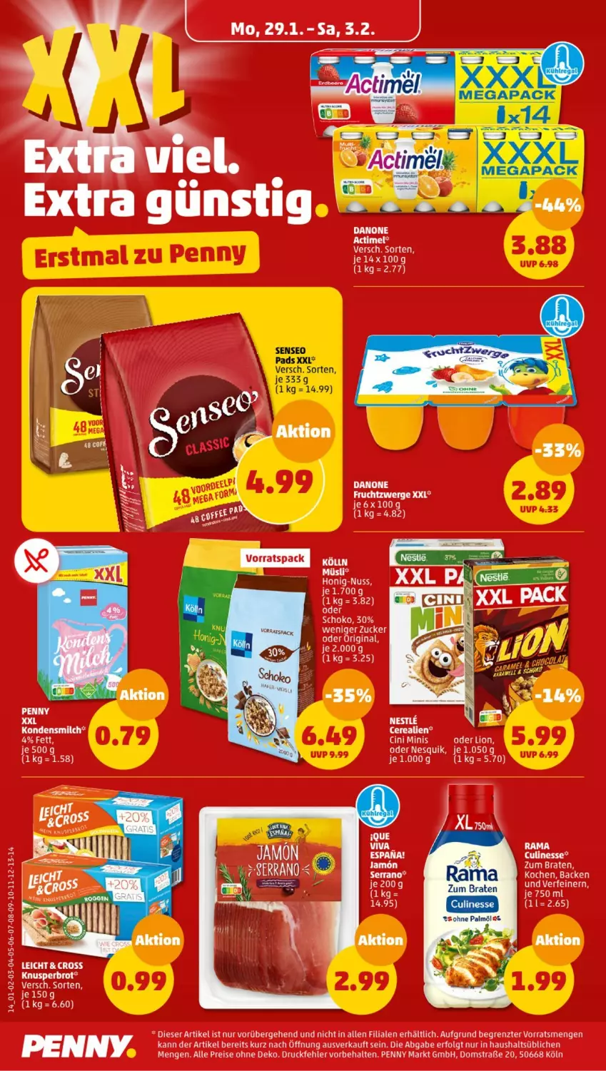 Aktueller Prospekt Penny - Prospekte - von 29.01 bis 03.02.2024 - strona 14 - produkty: braten, cin, danone, eis, gin, honig, kölln, kondensmilch, LG, lion, milch, nuss, rama, reis, schoko, senseo, senseo pads, Ti, ZTE