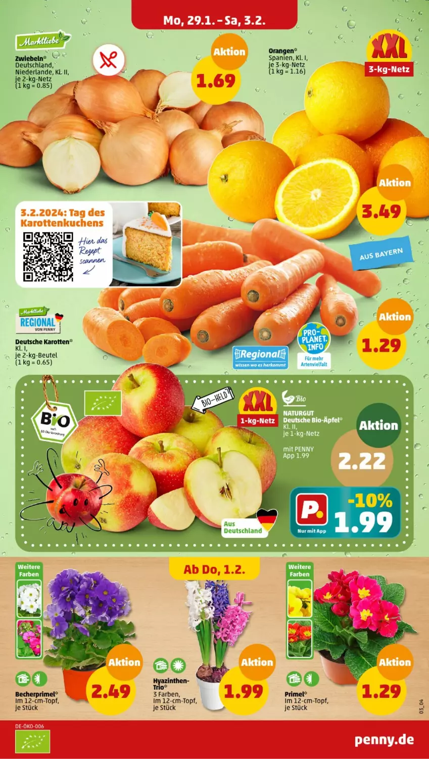 Aktueller Prospekt Penny - Prospekte - von 29.01 bis 03.02.2024 - strona 3 - produkty: Becher, beutel, karotten, orange, orangen, ring, topf