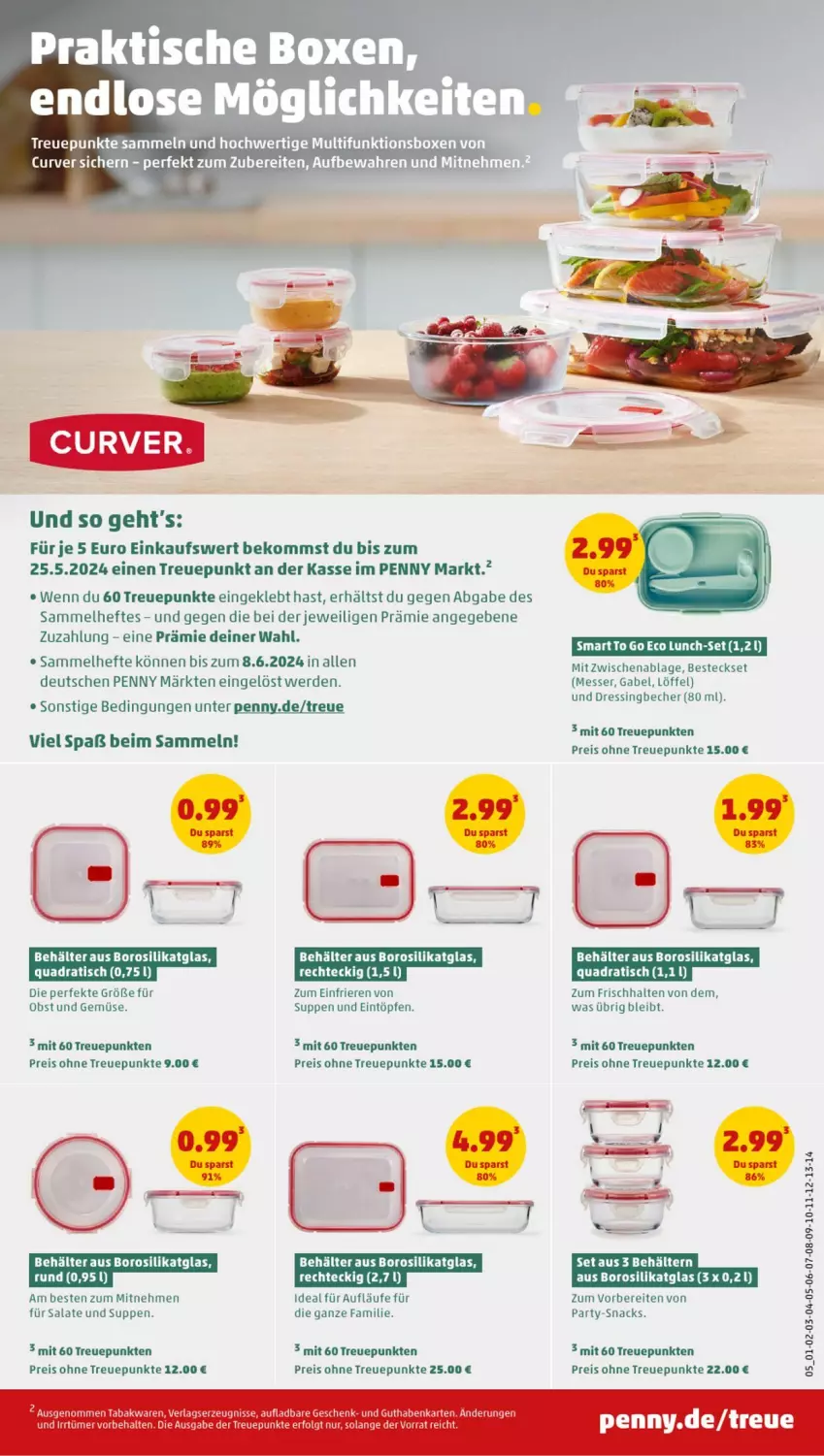 Aktueller Prospekt Penny - Prospekte - von 29.01 bis 03.02.2024 - strona 5 - produkty: Becher, Behälter, beko, besteck, besteckset, dressing, eintöpfe, eis, erde, gabel, guthabenkarte, Hefte, LG, Löffel, messer, obst, Obst und Gemüse, quad, reis, salat, salate, snack, snacks, suppe, suppen, tee, Ti, tisch, und gemüse, Yo