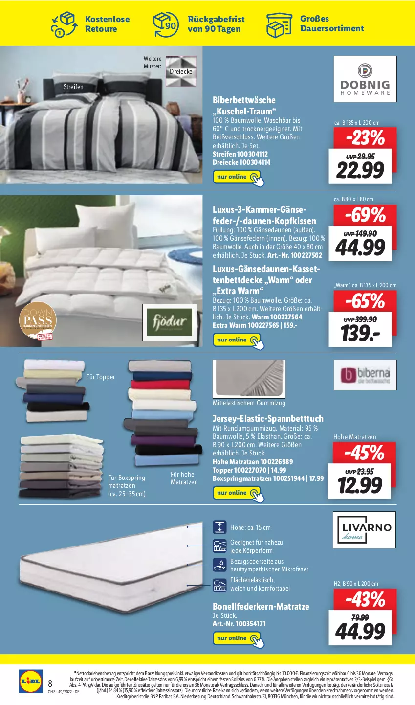 Aktueller Prospekt Lidl - Aktionsprospekt - von 05.12 bis 10.12.2022 - strona 62 - produkty: asti, auer, Bau, baumwolle, bett, Betttuch, bettwäsche, decke, eis, elle, erde, Ergee, federkern, kissen, kopfkissen, LG, matratze, matratzen, mikrofaser, ndk, reifen, reis, Ria, ring, spannbetttuch, Ti, tisch, topper, Trockner, tuc, wolle