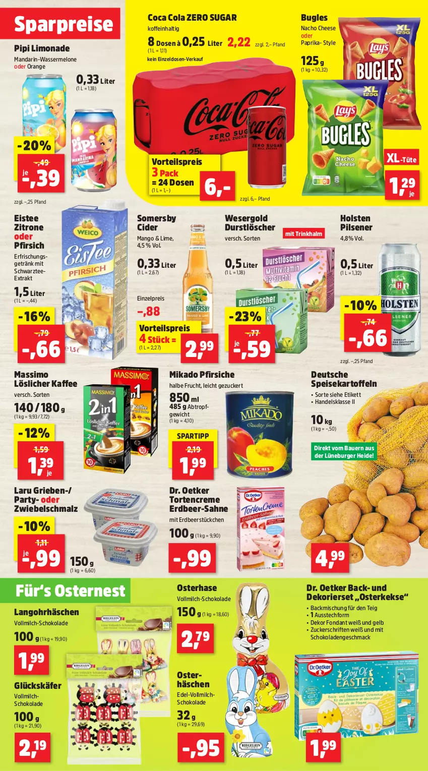 Aktueller Prospekt Thomas Philipps - von 24.03 bis 29.03.2025 - strona 11 - produkty: auer, backmischung, Bau, Bauer, bugles, burger, cider, cola, creme, Dr. Oetker, durstlöscher, eis, eistee, erfrischungsgetränk, frucht, getränk, holsten, holsten pilsener, käfer, kaffee, kartoffel, kartoffeln, keks, kekse, limo, limonade, löslicher kaffee, mac, malz, mango, melone, mikado, milch, nacho, nacho cheese, orange, paprika, pfirsich, pfirsiche, pils, pilsener, reis, sahne, Schmalz, schoko, schokolade, schokoladen, sim, somersby, spartipp, speisekartoffeln, tee, Ti, torte, Tüte, vollmilch, vorteilspreis, wasser, wassermelone, zitrone, ZTE, zucker, zwiebel