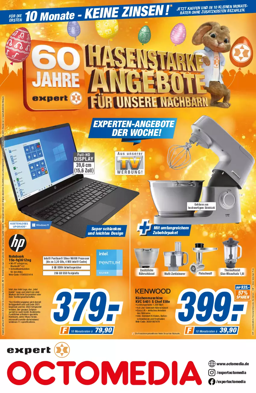 Aktueller Prospekt Expert Rastatt - Prospekte - von 06.04 bis 12.04.2022 - strona 1 - produkty: akku, angebot, angebote, ball, Cif, dell, edelstahl, eis, elle, erde, festplatte, fleisch, gin, hardware, Intel, küche, Küchen, küchenmaschine, latte, leine, Mixa, Mode, notebook, Pentium, reis, Rührschüssel, Schneebesen, schnellladefunktion, schüssel, Spezi, ssd, teller, Ti, Zerkleinerer