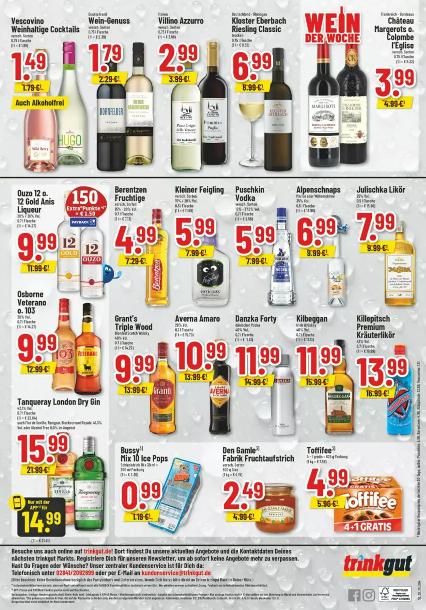 Aktueller Prospekt Trinkgut - Prospekte - von 20.07 bis 26.07.2025 - strona 6 - produkty: amaro, angebot, angebote, aufstrich, averna, berentzen, cocktail, cocktails, den gamle, dry gin, eis, elle, flasche, frucht, fruchtaufstrich, gin, Julischka, kilbeggan, kleiner feigling, Kloster Eberbach, kräuter, kräuterlikör, lack, Lacke, leine, likör, london dry, london dry gin, nuss, ouzo, ouzo 12, primitivo, reis, riesling, Tanqueray, telefon, Ti, toffifee, vescovino, wein, ZTE