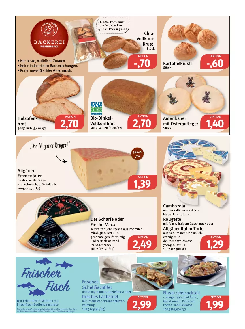 Aktueller Prospekt Feneberg - Prospekte - von 16.03 bis 18.03.2023 - strona 4 - produkty: aeg, alpenmilch, auer, backmischung, Backmischungen, bio, brot, cambozola, chia, cocktail, Elan, elle, emmentaler, filet, fisch, frischfisch, garnier, gin, hartkäse, Holz, karotten, kartoffel, Käse, korn, Kornbrot, Krebs, lachs, lachsfilet, LG, mac, mandarine, mandarinen, milch, natur, Ofen, pfeffer, rouge, rougette, salat, schnittkäse, schweizer schnittkäse, Ti, torte, vollkornbrot, weichkäse, zitrone, zitronen