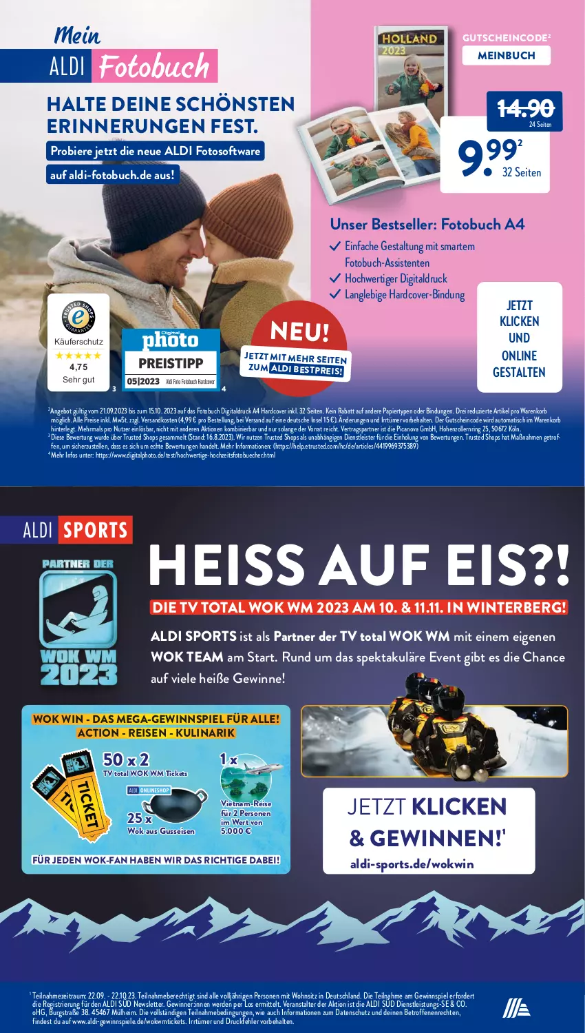 Aktueller Prospekt AldiSud - IN ZWEI WOCHEN - von 09.10 bis 14.10.2023 - strona 20 - produkty: aldi, angebot, auto, bestpreis, bier, Biere, buch, eis, elle, ente, erde, Fotobuch, gewinnspiel, gutschein, korb, ndk, papier, reis, ring, Software, Spiele, Sport, Ti, tisch, wok