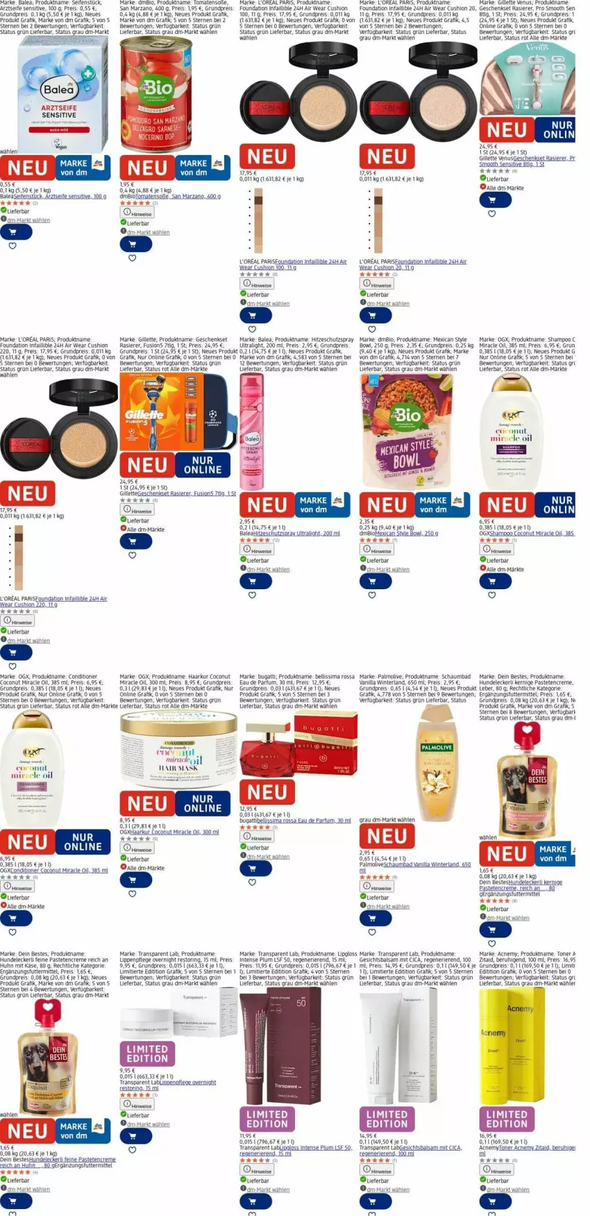 Aktueller Prospekt Dm Drogerie - Prospekte - von 22.12 bis 31.12.2025 - strona 13 - produkty: aeg, Arztseife, Bad, balsam, bio, bugatti, coconut, creme, Eau de parfum, eis, erganzungsfuttermittel, geschenkset, gillette, Käse, l'oreal, LG, Lipgloss, Lippenpflege, miele, olive, palmolive, parfum, pastete, rasierer, reis, Ria, ring, schaumbad, Seife, shampoo, sim, Soße, tee, Ti, tomate, tomaten, Toner, uhu, venus, Wels