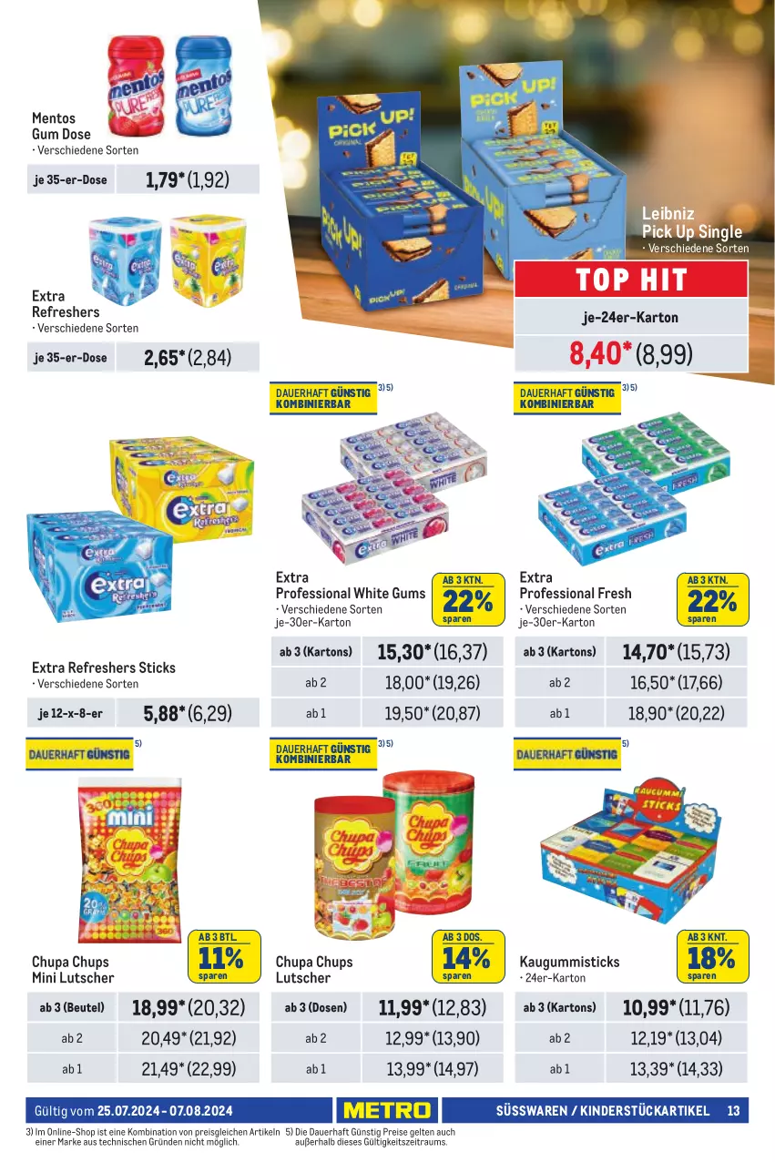 Aktueller Prospekt Metro - Händler Journal - von 25.07 bis 07.08.2024 - strona 13 - produkty: auer, beutel, chupa, chupa chups, eis, kaugummi, Kinder, leibniz, Lutscher, mentos, reis, süsswaren, Ti