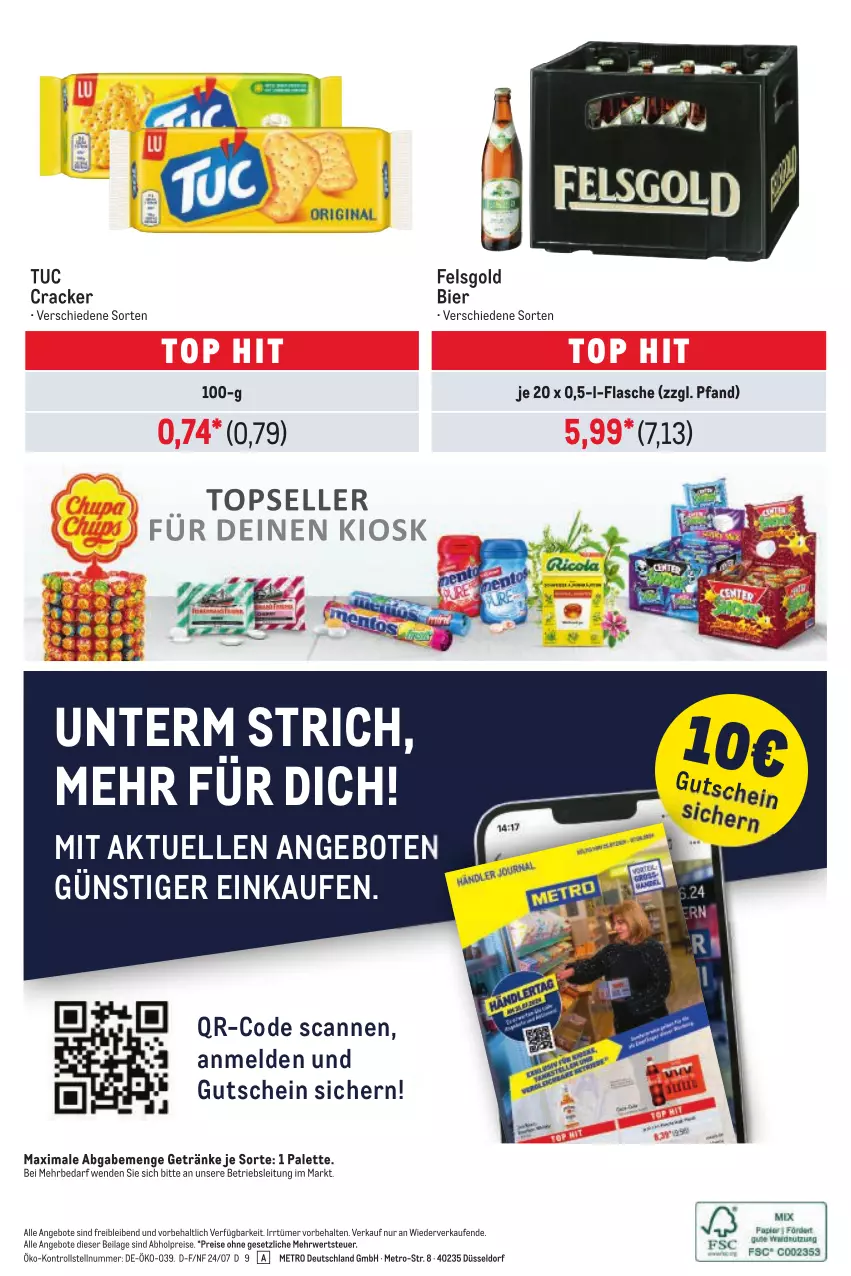 Aktueller Prospekt Metro - Händler Journal - von 25.07 bis 07.08.2024 - strona 24 - produkty: abholpreise, angebot, angebote, bier, cracker, eis, elle, flasche, getränk, getränke, gutschein, ilag, Metro, Palette, reis, rwe, Ti, tuc