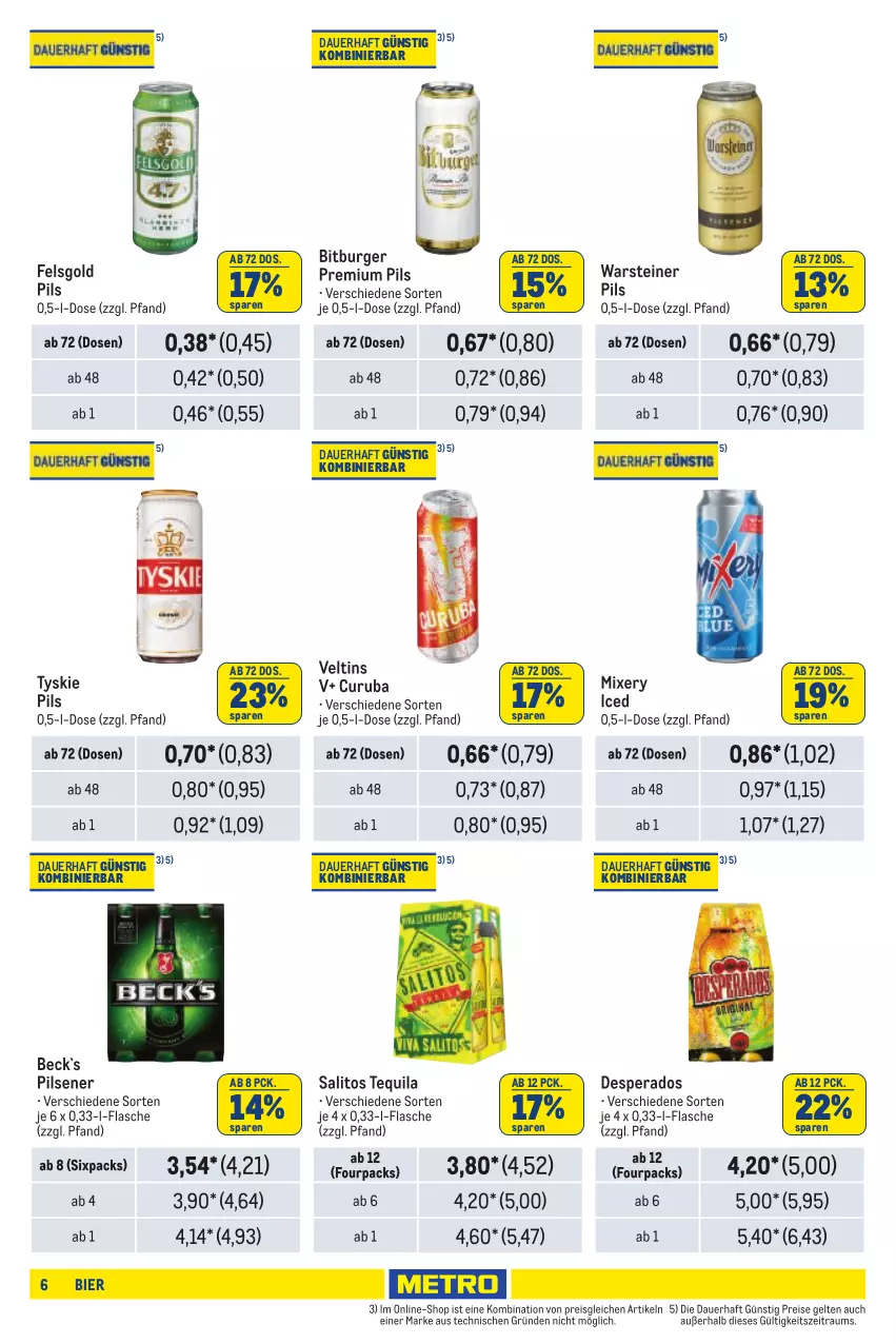 Aktueller Prospekt Metro - Händler Journal - von 25.07 bis 07.08.2024 - strona 6 - produkty: auer, bier, bitburger, burger, desperados, eis, flasche, Mixer, mixery, pils, pilsener, premium pils, reis, steiner, tequila, Ti, tyskie, veltins, warsteiner