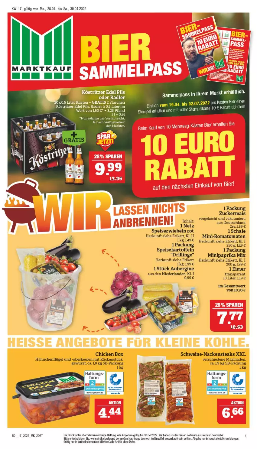 Aktueller Prospekt Marktkauf - Prospekt - von 24.04 bis 30.04.2022 - strona 33 - produkty: angebot, angebote, aubergine, bier, eimer, eis, flasche, gewürz, gin, hähnchenflügel, kartoffel, kartoffeln, köstritzer, mais, marinade, Nackensteak, nackensteaks, oder radler, paprika, paprika mix, pils, radler, Romatomaten, Schal, Schale, schwein, schweine, speisekartoffeln, Speisezwiebeln, steak, steaks, Ti, tomate, tomaten, wein, weine, zucker, zuckermais, zwiebel, zwiebeln