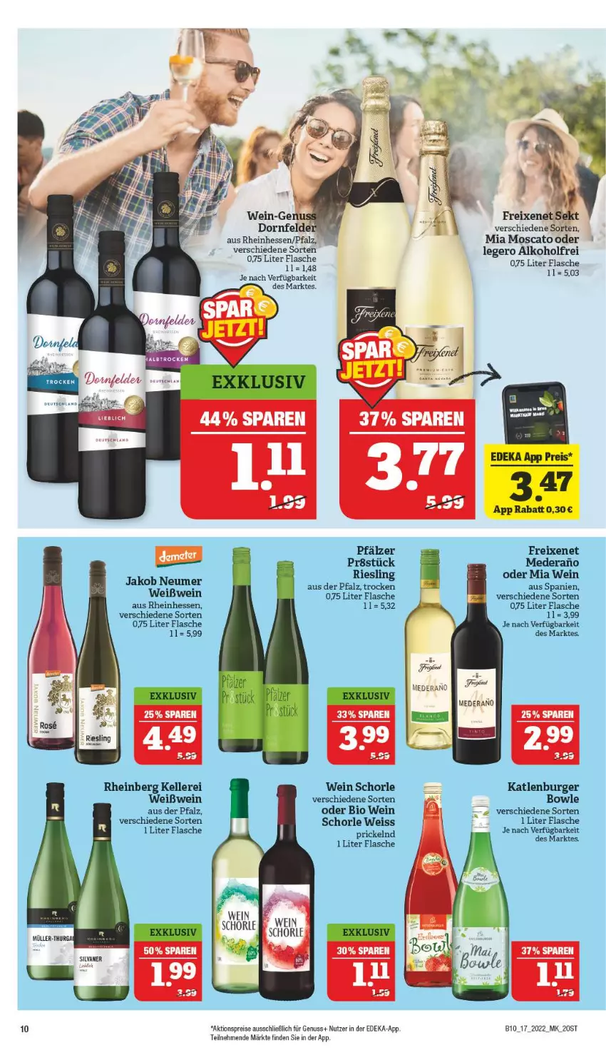 Aktueller Prospekt Marktkauf - Prospekt - von 24.04 bis 30.04.2022 - strona 42 - produkty: aktionspreis, alkohol, bio, bowle, burger, deka, eis, elle, flasche, freixenet, jako, katlenburger, nuss, reis, riesling, schorle, silvaner, Ti, wein, Weißwein