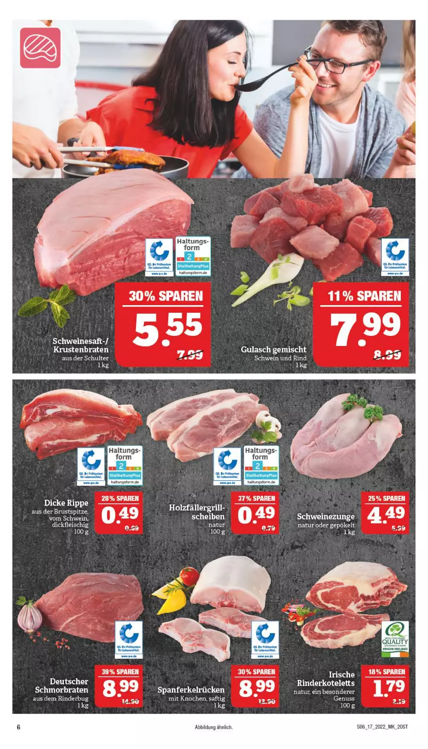 Aktueller Prospekt Marktkauf - Prospekt - von 24.04 bis 30.04.2022 - strona 6 - produkty: braten, eis, fleisch, grill, gulasch, Holz, kotelett, natur, nuss, rind, rinder, saft, schmorbraten, schwein, schwein und rind, schweine, Schweinezunge, Ti, wein, weine