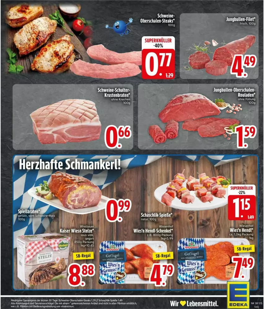 Aktueller Prospekt Edeka - Prospekte - von 14.09 bis 19.09.2026 - strona 17 - produkty: Bau, bio, braten, krustenbraten, natur, rouladen, Schal, Schale, schwein, schweine, steak, steaks, Ti, wein, weine, wiesenhof