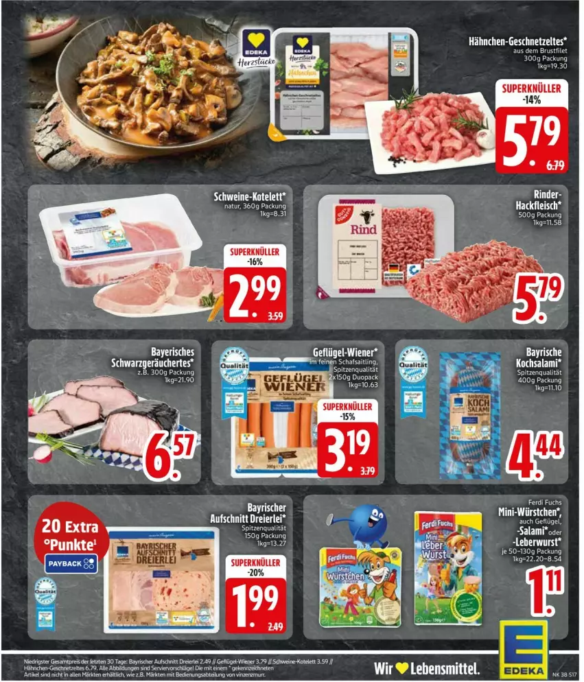 Aktueller Prospekt Edeka - Prospekte - von 14.09 bis 19.09.2026 - strona 19 - produkty: aufschnitt, brustfilet, eier, filet, Geflügel, lebensmittel, rind, rinder, salami, spitzenqualität, wiener