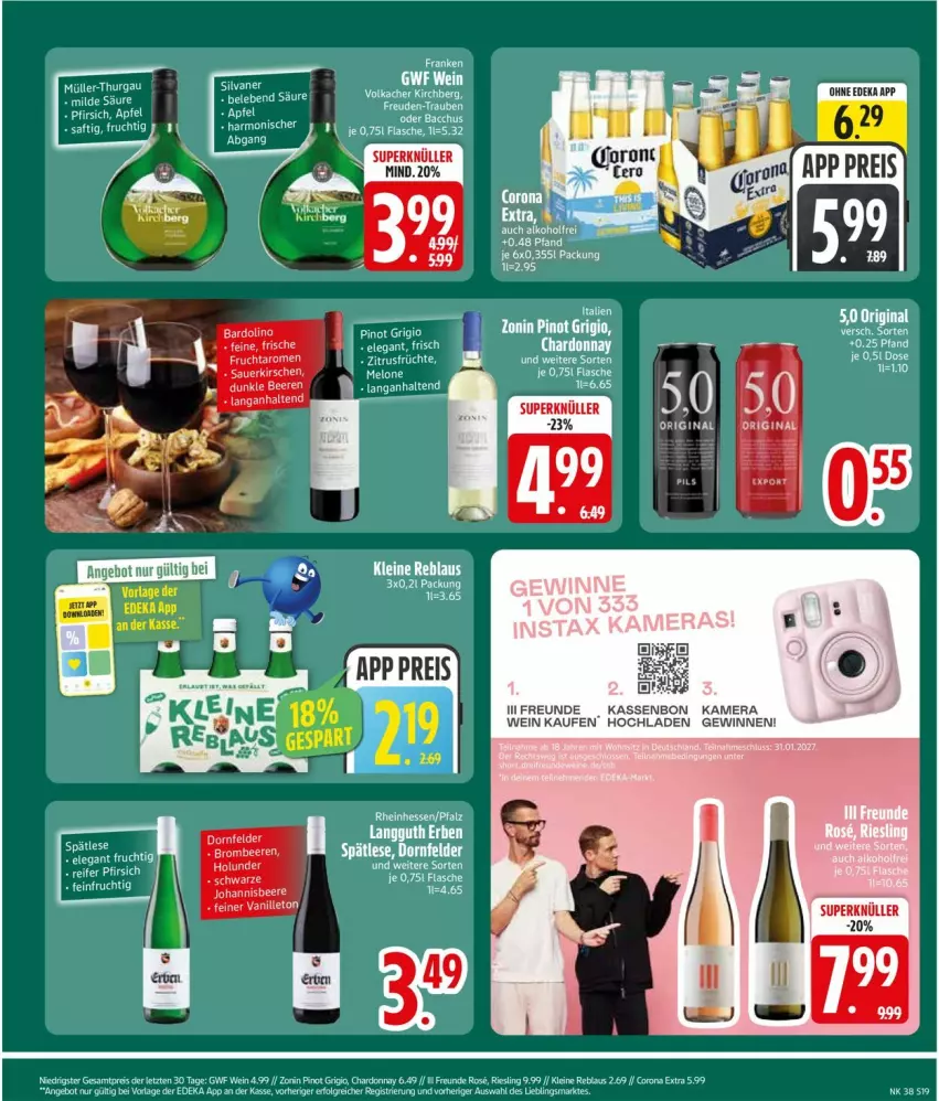 Aktueller Prospekt Edeka - Prospekte - von 14.09 bis 19.09.2026 - strona 21 - produkty: alkohol, ball, eis, gin, kamera, leine, Pinot, pinot grigio, wein, Yo, zonin