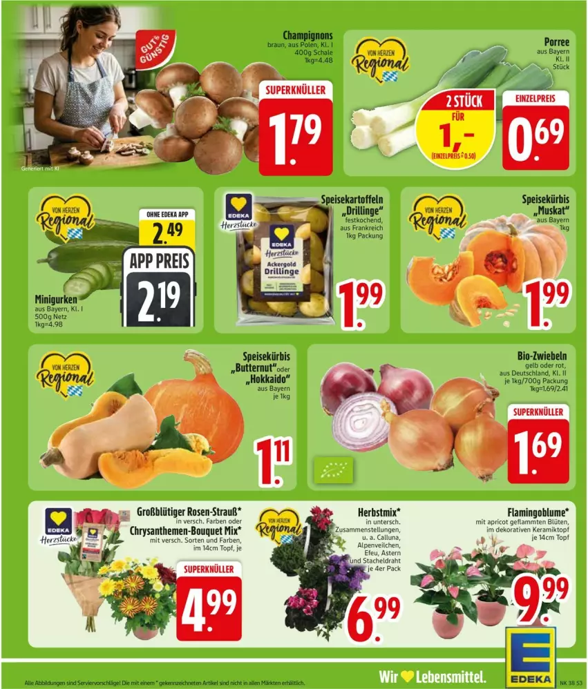 Aktueller Prospekt Edeka - Prospekte - von 14.09 bis 19.09.2026 - strona 5 - produkty: blume, Blüte, chrysanthemen, deka, Draht, eis, lamm, reis, rosen, Ti, topf
