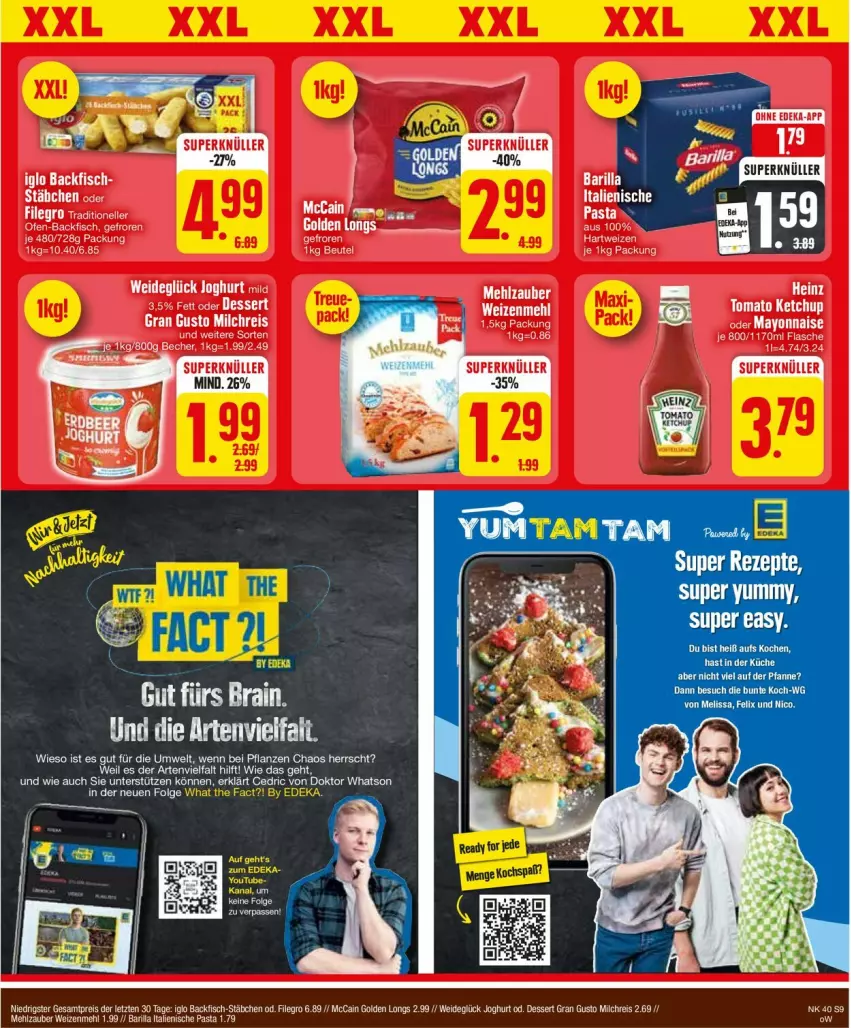 Aktueller Prospekt Edeka - Prospekte - von 30.09 bis 05.10.2024 - strona 11 - produkty: backfisch, beere, beeren, beutel, dessert, eis, filegro, fisch, Golden Longs, iglo, italienische pasta, joghur, joghurt, ketchup, LG, mayonnaise, mccain, mehl, milch, milchreis, pasta, pflanze, pflanzen, reis, tee, Ti, tomato ketchup, weizenmehl, Yo, ZTE