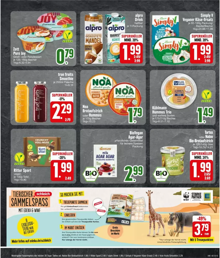 Aktueller Prospekt Edeka - Prospekte - von 30.09 bis 05.10.2024 - strona 15 - produkty: alpro, aufstrich, Becher, beko, bio, brot, brotaufstrich, drink, eis, Käse, kühlmann, Manner, reis, ritter, ritter sport, Schleich, sim, smoothie, Sport, ZTE