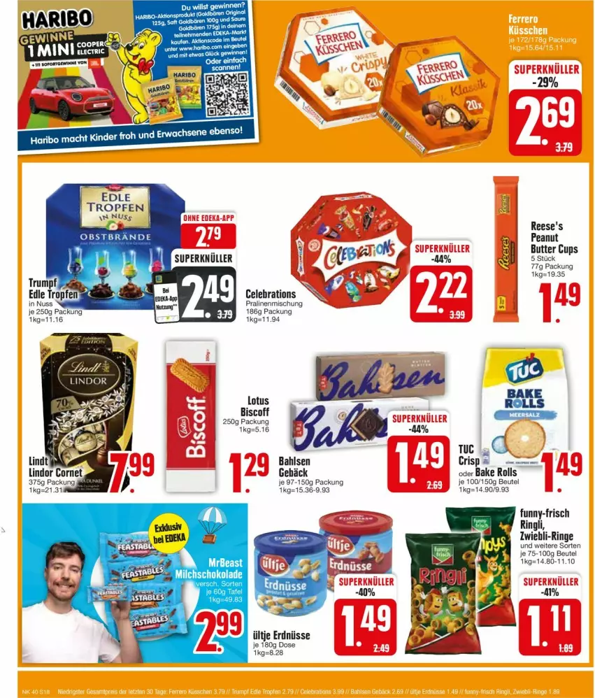 Aktueller Prospekt Edeka - Prospekte - von 30.09 bis 05.10.2024 - strona 20 - produkty: bahlsen, beutel, biscoff, butter, erdnüsse, funny-frisch, pralinen, Reese's, ring, Ti, tuc, ültje, ültje erdnüsse