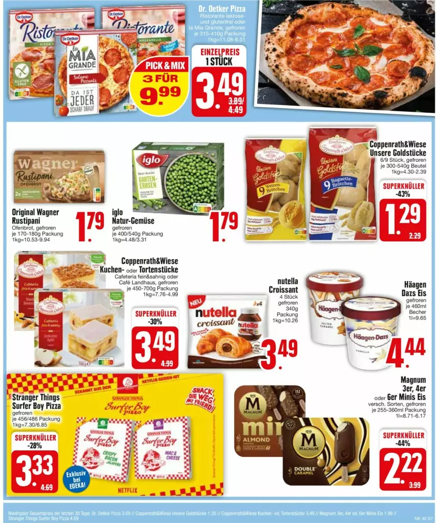 Aktueller Prospekt Edeka - Prospekte - von 30.09 bis 05.10.2024 - strona 9 - produkty: beutel, brot, coppenrath, Croissant, eier, eis, gin, Goldstücke, iglo, kuchen, magnum, natur, nutella, Ofen, original wagner, pizza, reis, Ria, ristorante, rustipani, Ti, torte, wagner, ZTE