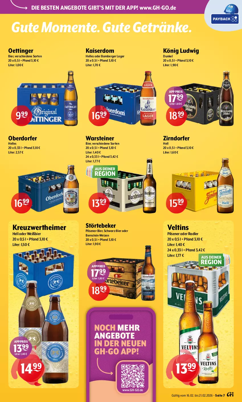 Aktueller Prospekt Getraenke Hoffmann - Prospekte - von 16.02 bis 21.02.2026 - strona 7 - produkty: Amber, angebot, angebote, Berger, bier, eimer, eis, elle, ente, getränk, getränke, Kaiser, oder radler, oettinger, pils, pilsener, radler, reis, steiner, störtebeker, Ti, veltins, warsteiner