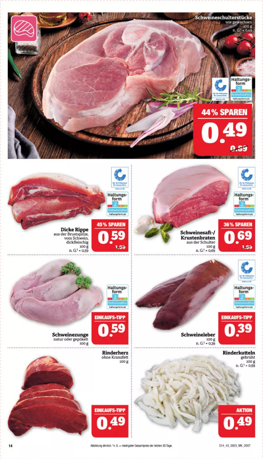 Aktueller Prospekt Marktkauf - Prospekt - von 22.10 bis 28.10.2023 - strona 14 - produkty: braten, eis, fleisch, Kranz, krustenbraten, natur, reis, rind, rinder, saft, schwein, schweine, wein, weine, ZTE