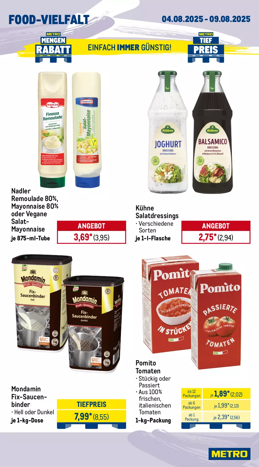 Aktueller Prospekt Metro - Wochen-Angebote Gastro - von 04.08 bis 09.08.2025 - strona 12 - produkty: angebot, chips, coca-cola, cola, coupon, dressing, drink, eis, energy drink, flasche, getränk, getränke, kaffee, kartoffel, kartoffelchips, Kühne, mayonnaise, melitta, mondamin, nadler, Palette, pomito, red bull, reis, remoulade, röstkaffee, salat, salatdressing, sauce, saucen, Ti, tiefpreis, tomate, tomaten, Yo