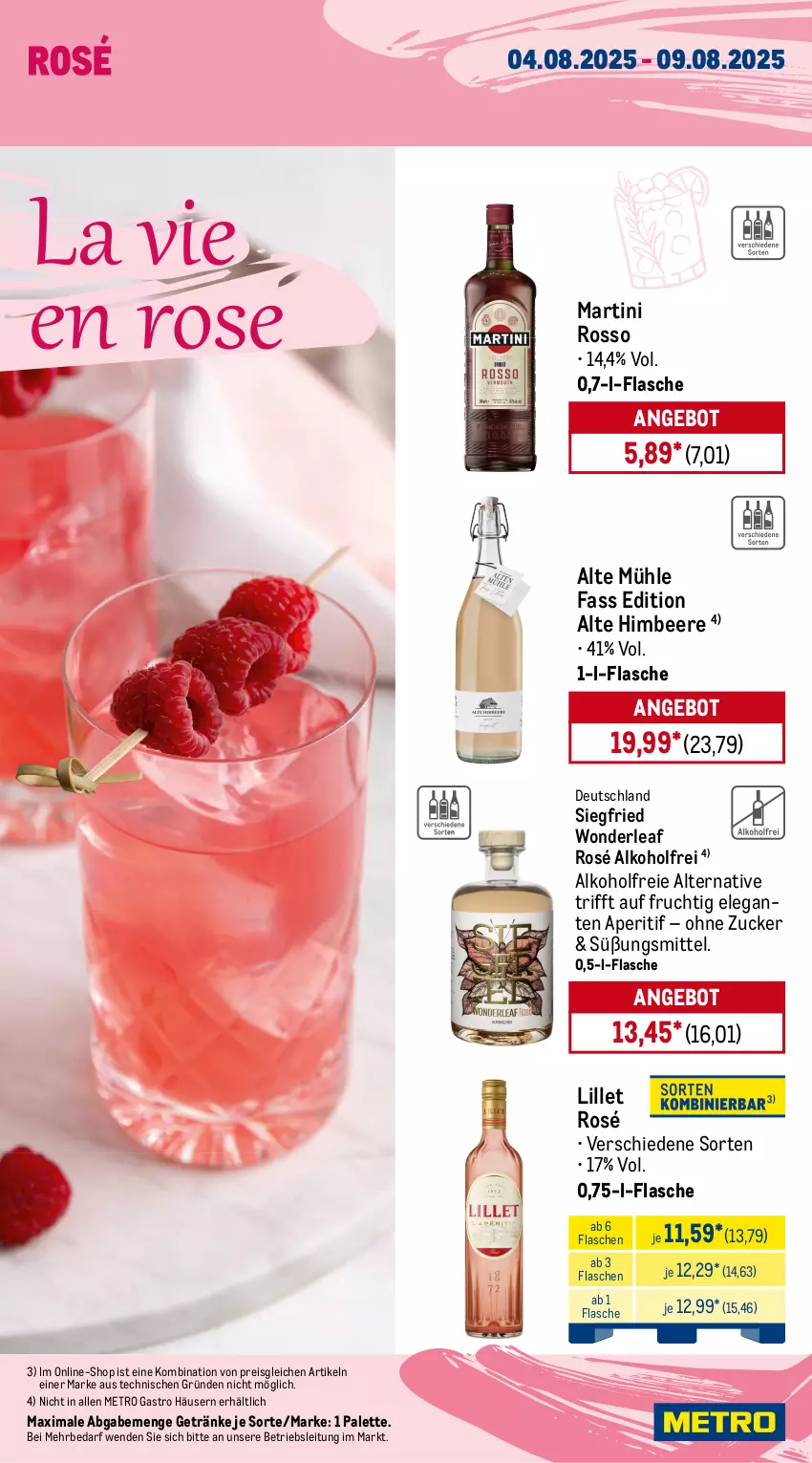 Aktueller Prospekt Metro - Wochen-Angebote Gastro - von 04.08 bis 09.08.2025 - strona 15 - produkty: alkohol, angebot, aperitif, beere, bier, ecco, eis, elle, erdinger, flasche, frucht, getränk, getränke, himbeer, himbeere, lillet, martini, Metro, metro gastro, Palette, prosecco, puma, reis, spumante, Three Sixty, Ti, tiefpreis, valdo, zitrone, zitronen, zucker
