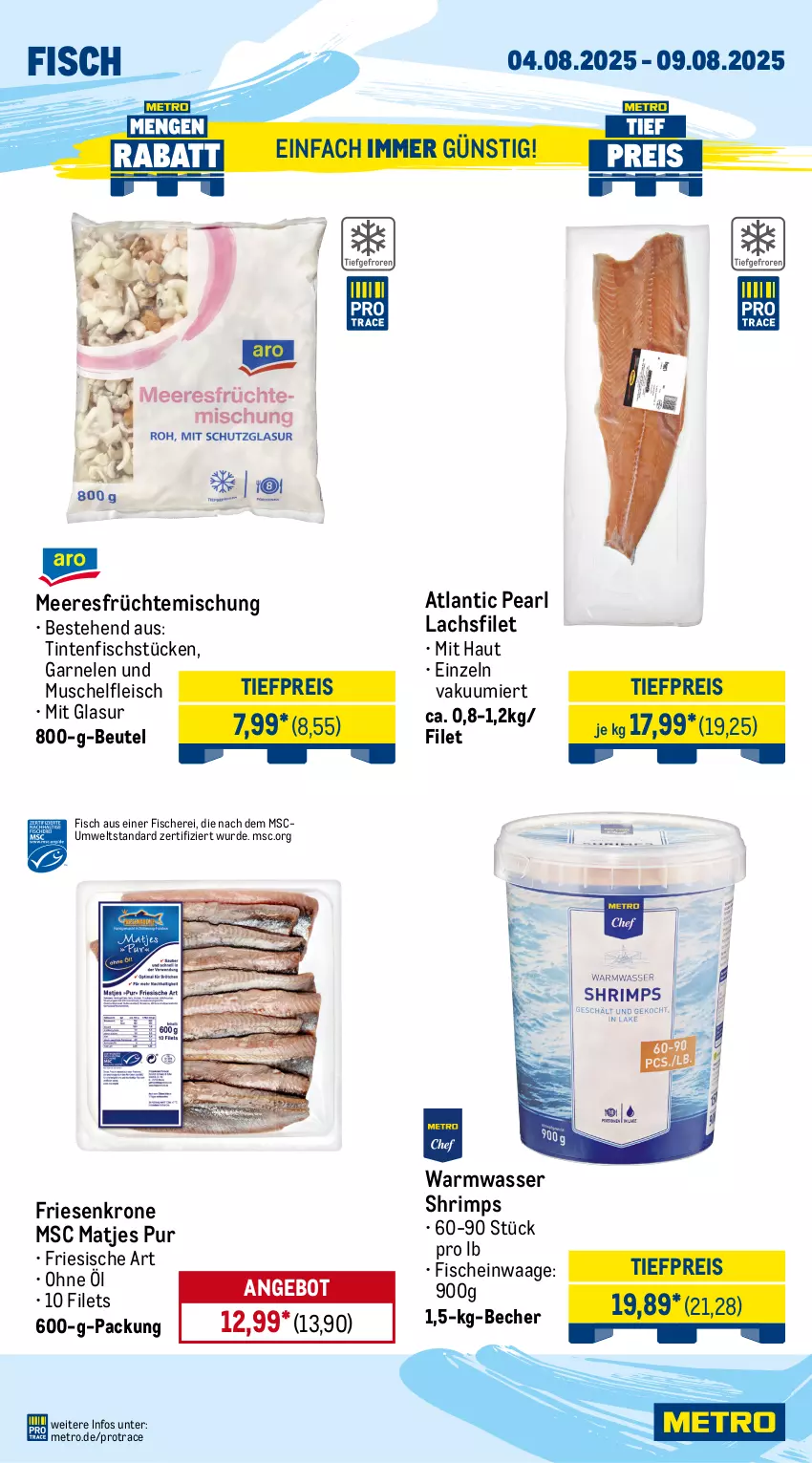 Aktueller Prospekt Metro - Wochen-Angebote Gastro - von 04.08 bis 09.08.2025 - strona 6 - produkty: angebot, balsam, balsamico, Becher, beutel, dressing, eis, filet, filets, fisch, fische, Fischer, fleisch, früchte, garnelen, joghur, joghurt, krone, lachs, lachsfilet, limette, limetten, matjes, meeresfrüchte, melone, melonen, Metro, Mett, metten, obst, reis, salat, salatdressing, Schere, Ti, tiefpreis, Waage, wasser, wassermelone, wassermelonen