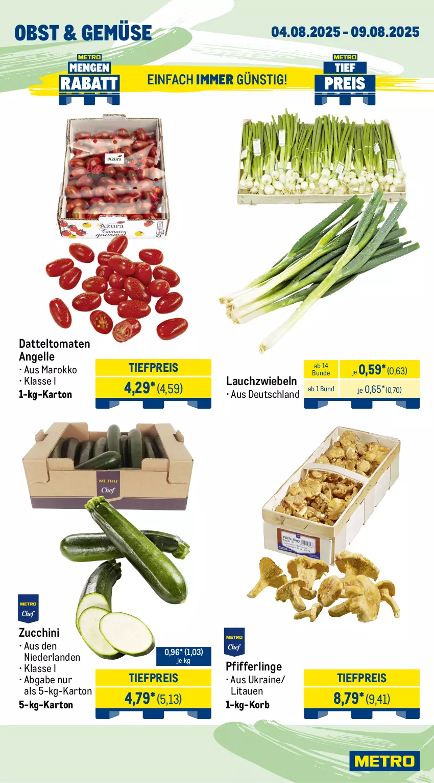 Aktueller Prospekt Metro - Wochen-Angebote Gastro - von 04.08 bis 09.08.2025 - strona 8 - produkty: bag-in-box, datteltomaten, eimer, eis, elle, frucht, fruchtjoghurt, gin, joghur, joghurt, korb, Lauchzwiebel, lauchzwiebeln, mac, milch, milram, obst, Pfifferlinge, pflanze, pflanzen, Pflanzenfett, reis, sahne, salakis, schlagsahne, Ti, tiefpreis, tisch, tomate, tomaten, zucchini, zwiebel, zwiebeln