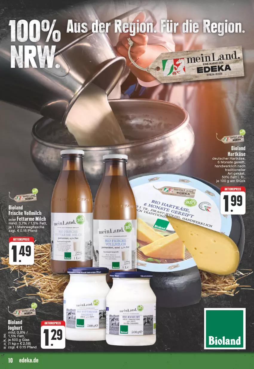 Aktueller Prospekt E Center - Angebote der Woche - von 07.08 bis 12.08.2023 - strona 10 - produkty: aktionspreis, bio, bioland, eis, elle, flasche, hartkäse, joghur, joghurt, Käse, milch, reis, rwe, Ti, vollmilch