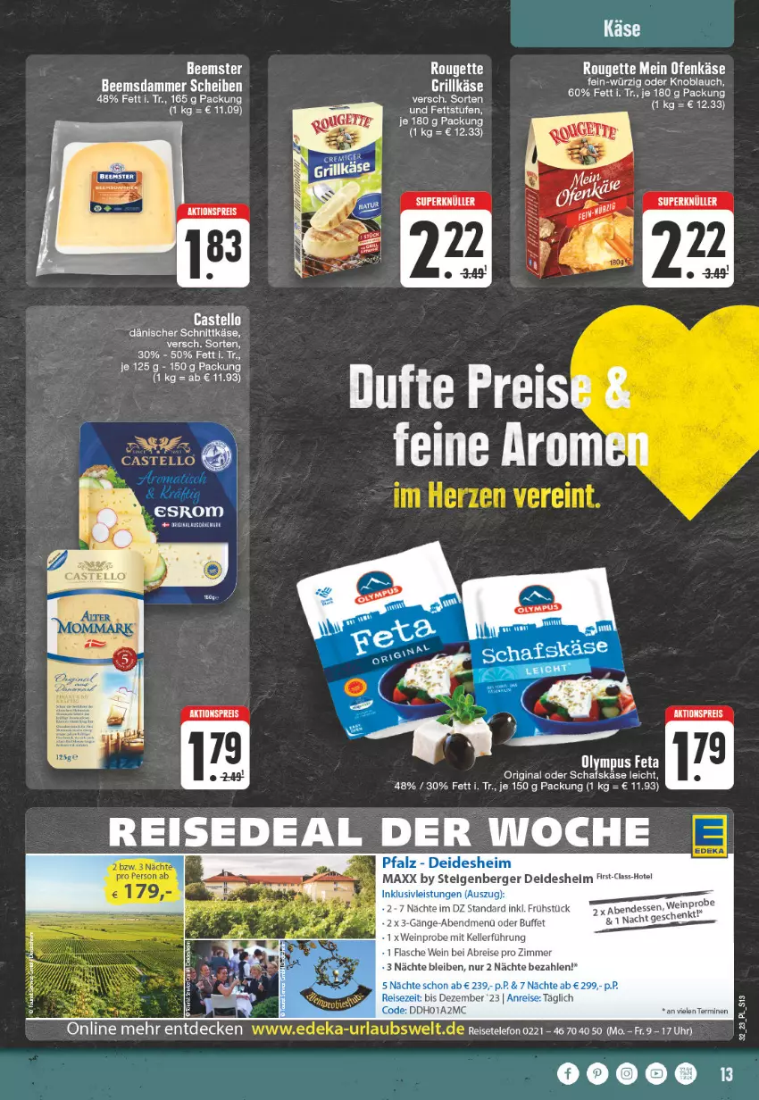 Aktueller Prospekt E Center - Angebote der Woche - von 07.08 bis 12.08.2023 - strona 13 - produkty: aktionspreis, Berger, bio, Brei, dänischer schnittkäse, eis, elle, esrom, flasche, gin, grill, Grillkäse, Käse, knoblauch, LG, Ofen, Ofenkäse, reis, rel, rouge, rougette, schafskäse, schnittkäse, tee, telefon, Ti, uhr, wein