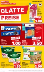 Gazetka promocyjna Kaufland - Extra-Angebote - Gazetka - ważna od 23.10 do 23.10.2024 - strona 2 - produkty: activia, angebot, bacon, Bau, Becher, bifi, creme, danone, danone activia, Doppelkekse, eis, feinkost, frosta, gemüse-pfanne, keks, kekse, lachs, latte, milch, oreo, pfanne, Rauch, Räucherlachs, reis, rwe, Speck, Ti, ZTE