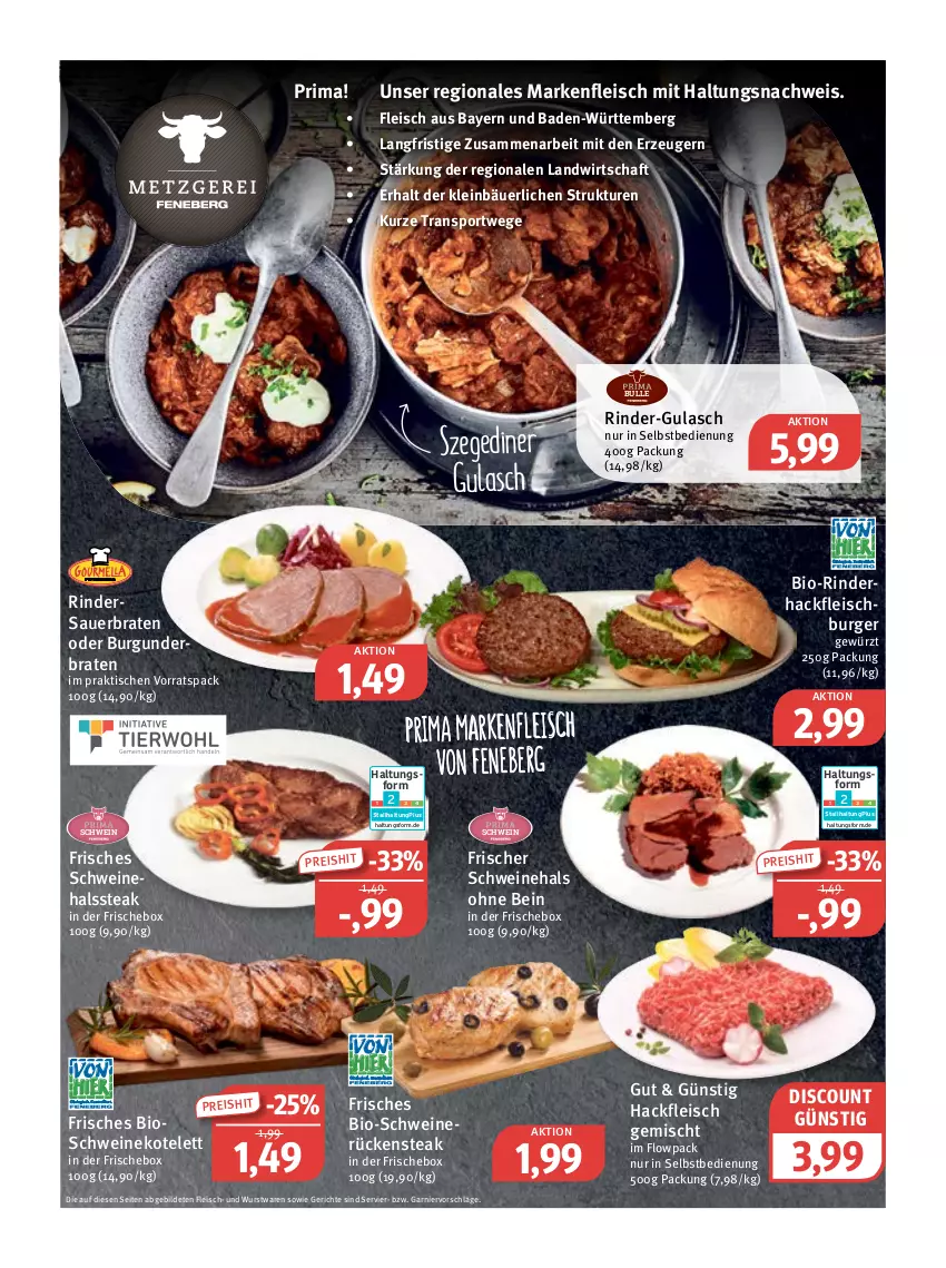 Aktueller Prospekt Feneberg - Prospekte - von 01.12 bis 03.12.2022 - strona 2 - produkty: auer, Bad, bio, braten, burger, burgunder, discount, eis, fleisch, garnier, gewürz, gulasch, hackfleisch, hackfleisch gemischt, kotelett, reis, rind, rinder, rinderhackfleisch, Rückensteak, schwein, schweine, schweinekotelett, schweinerücken, Sport, steak, Ti, tisch, wein, weine, wurst