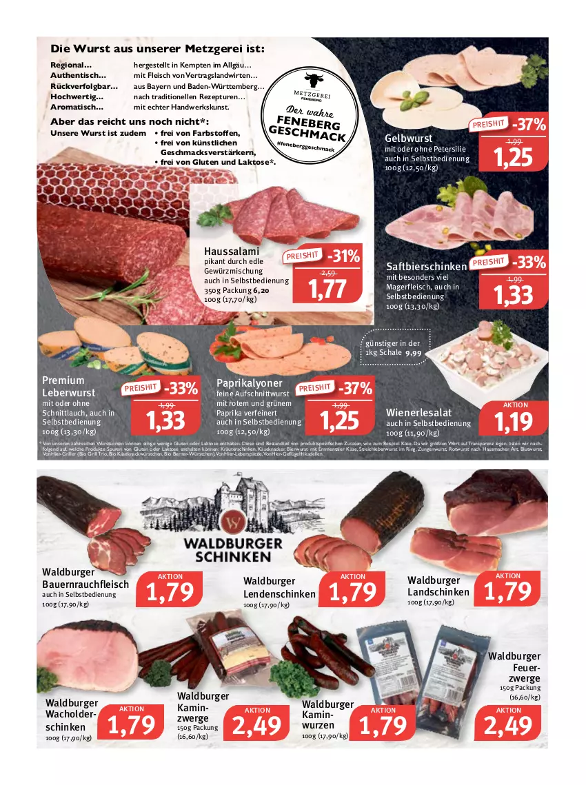 Aktueller Prospekt Feneberg - Prospekte - von 01.12 bis 03.12.2022 - strona 4 - produkty: auer, aufschnitt, Bad, Bau, Bauer, bier, bierschinken, bio, burger, dell, eis, elle, emmentaler, fisch, fische, fleisch, frikadellen, Geflügel, gewürz, Gewürzmischung, grill, Hausmacher, Haussalami, Kamin, Kaminwurz, Käse, knacker, kräuter, landschinken, leberwurst, LG, lyoner, mac, paprika, petersilie, Rauch, reis, rezept, ring, Rotwurst, saft, salami, salat, Schal, Schale, schinken, schnittlauch, Spezi, Ti, tisch, wiener, wurst, würstchen, Yo